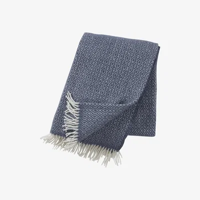 Nordic Nest Klippan Yllefabrik Stella wool throw smoke blue