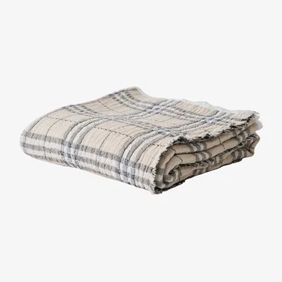 Nordic Nest Tell Me More Milton cotton throw 140x200 cm Beige-white-dark grey
