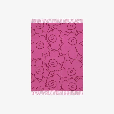 Nordic Nest Marimekko Piirto Unikko throw 130x170 cm Burgundy-fuchsia