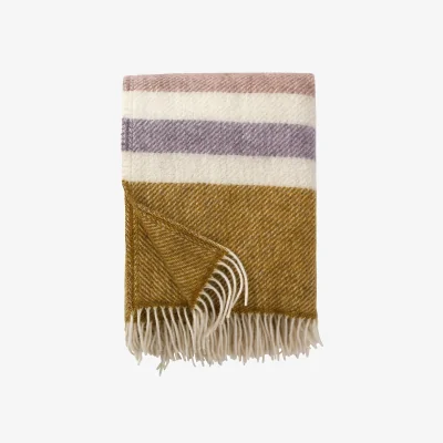 Nordic Nest Klippan Yllefabrik Gotland Stripe wool throw 130x200 cm Pastel