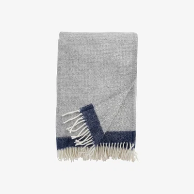 Nordic Nest Hampus wool throw 130x200 cm Grey-navy