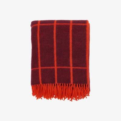 Nordic Nest Marimekko Tiiliskivi throw blanket Plum-orange red