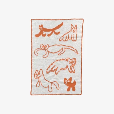 Nordic Nest Fine Little Day Cats wool throw Orange 65x95 cm