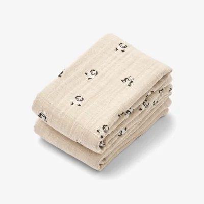 Nordic Nest Liewood Lewis muslin blanket 2-pack 65x65 cm Mini panda-sandy mix
