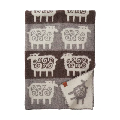 Nordic Nest Klippan Yllefabrik Sheep stripe throw 130x180 cm Brown-grey