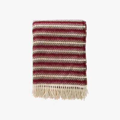 Nordic Nest Klippan Yllefabrik Oscar wool throw 130x200 cm Multi burgundy