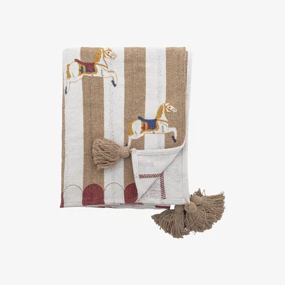 Nordic Nest Bloomingville Merry-go-round blanket 130x160 cm Beige-red