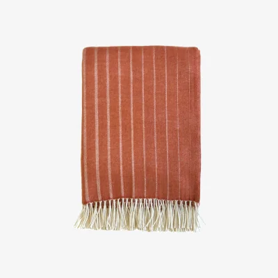 Nordic Nest Klippan Yllefabrik Irregular stripes wool throw Rust 130x200 cm