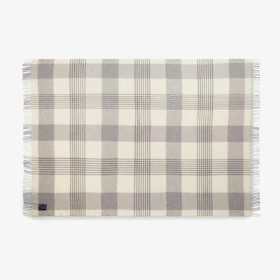 Nordic Nest Lexington grey Checked Recycled Wool throw 130x170 cm grey-white