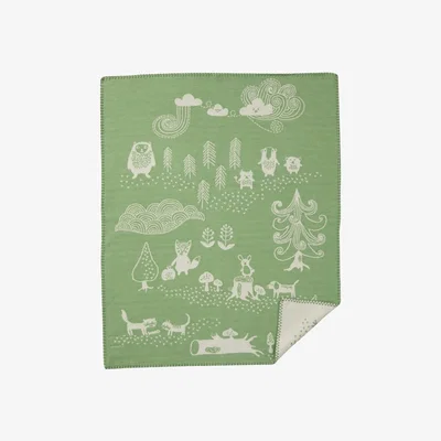 Nordic Nest Little bear childrens blanket green