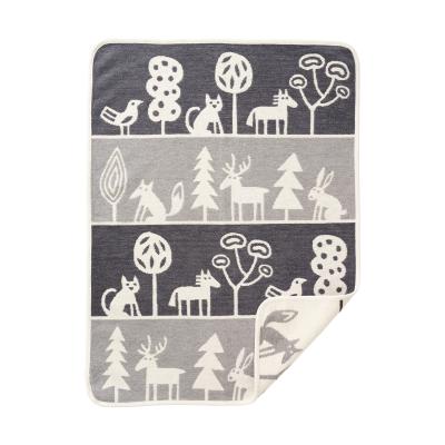 Nordic Nest Klippan Yllefabrik Wildlife baby blanket 70x90 cm Grey