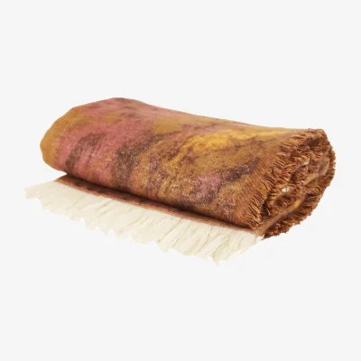 Nordic Nest Byon Blue blanket Brown-beige-wine red 130x170 cm