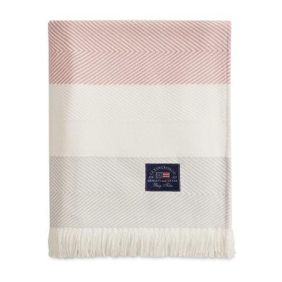 Nordic Nest Lexington Herringbone Striped Recycled cotton throw White-pink