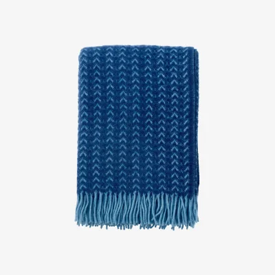 Nordic Nest Klippan Yllefabrik Ilse wool throw 130x200 cm Blue-aqua