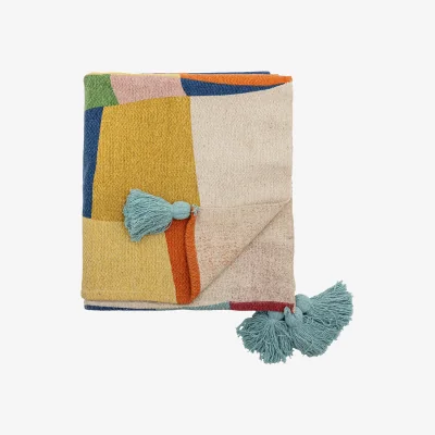 Nordic Nest Bloomingville Colorine cotton throw 160x130 cm Blue
