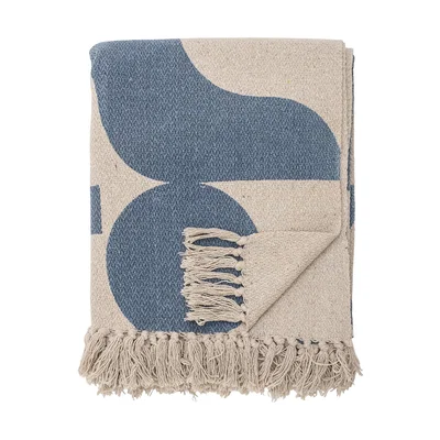 Nordic Nest Bloomingville Agno cotton throw 130x160 cm Beige-blue