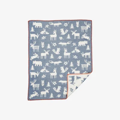 Nordic Nest Forest baby blanket cotton Blue
