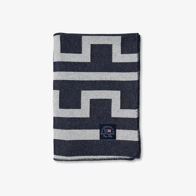 Nordic Nest Graphic Recycled Cotton throw 140x200 cm off white-dark blue