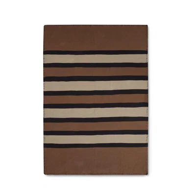 Nordic Nest Lexington Striped Knitted Cotton throw 130x170 cm Brown-beige-dark gray
