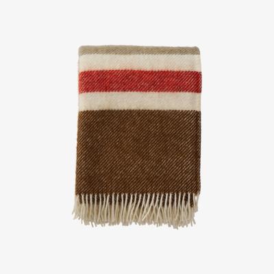 Nordic Nest Klippan Yllefabrik Gotland Stripe wool throw 130x200 cm Brown-beige-red