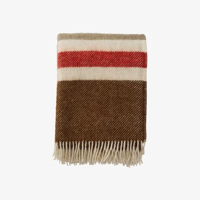Nordic Nest Klippan Yllefabrik Gotland Stripe wool throw 130x200 cm Brown-beige-red