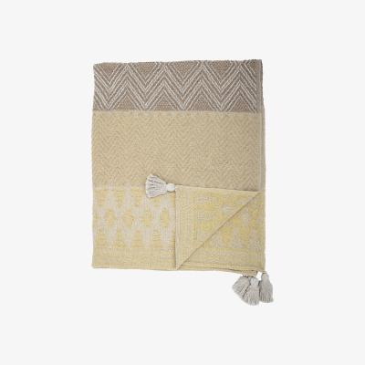 Nordic Nest Bloomingville throw with tassles 130x160 cm Yellow-beige