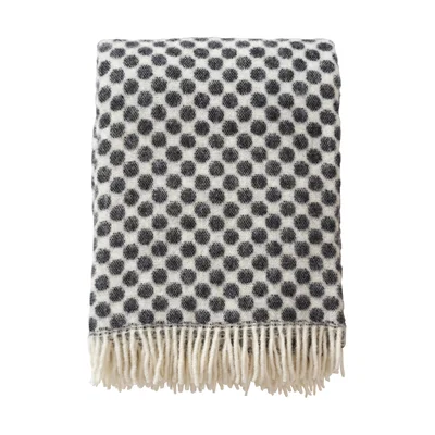 Nordic Nest Klippan Yllefabrik Gotland dots wool throw 130x200 cm White-black