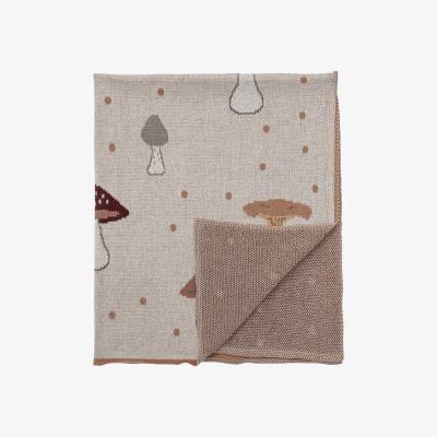 Nordic Nest Bloomingville cotton throw mushrooms 81x97 cm nature