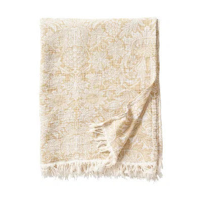 Nordic Nest Klippan Yllefabrik Sunflower cotton throw 140x200 cm Golden