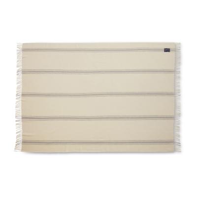 Nordic Nest Lexington Striped recycled wool throw 130x170 cm Offwhite-grey