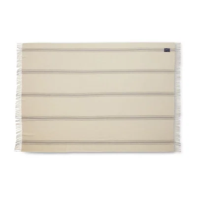 Nordic Nest Lexington Striped recycled wool throw 130x170 cm Offwhite-grey
