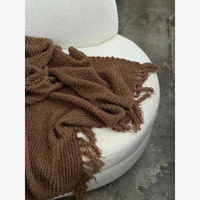 Nordic Nest Tinted Janzen bouclé throw Solid natural brown 130x170 cm