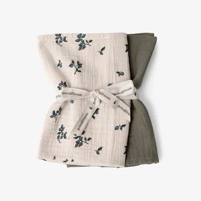 Nordic Nest Garbo&Friends Blueberry Muslin small blanket 2 pieces 60x60 cm