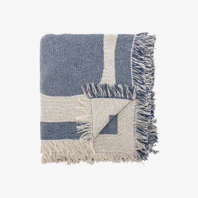 Nordic Nest Bloomingville Ethan throw cotton 160x130 cm Blue