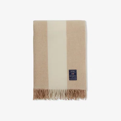 Nordic Nest Block Striped Recycled Wool throw 130x170 cm Oat-White