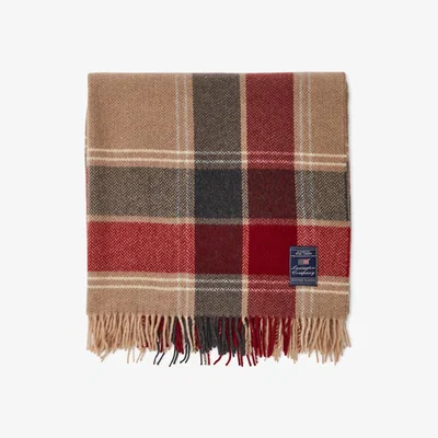 Nordic Nest Checked Herringbone Recycled Wool throw 130x170 cm Beige-red