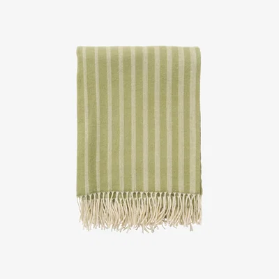 Nordic Nest Klippan Yllefabrik Irregular stripes wool throw Olive 130x200 cm