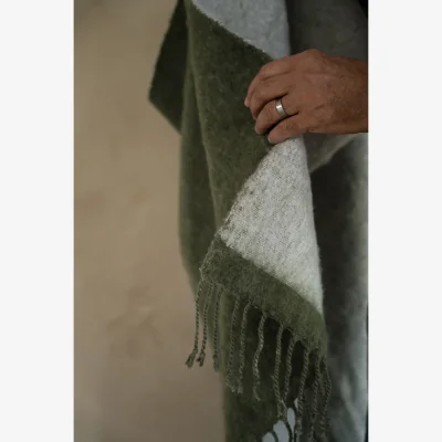 Nordic Nest ERNST Ernst throw with fringe 130x170 cm Green-white