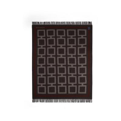 Nordic Nest Lexington Graphic Recycled Wool throw 130x170 cm Dark grey-white-brown