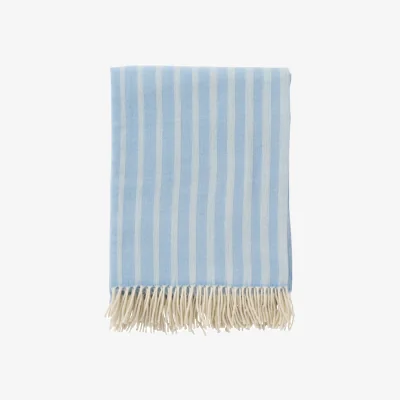 Nordic Nest Klippan Yllefabrik Irregular stripes wool throw Infinity blue 130x200 cm