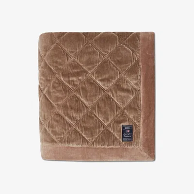 Nordic Nest Quilted Cotton Velvet bedspread 240x260 cm Mid brown