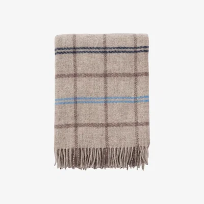 Nordic Nest Tartan wool throw 130x200 cm Beige