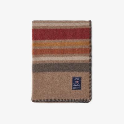 Nordic Nest Multi Striped Recycled Wool throw 130x170 cm Mid brown-multi