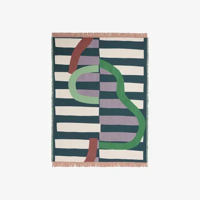 Nordic Nest Marimekko Siirto throw jacquard 140x180 cm Powder-d. blue-l. blue-coral