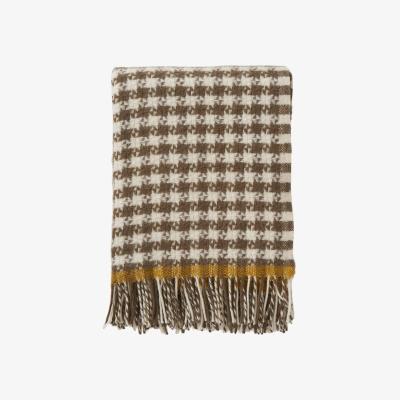Nordic Nest Klippan Yllefabrik Dogtooth wool throw 130x200 cm Mud