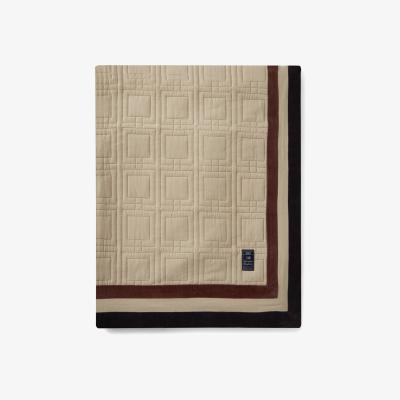 Nordic Nest Lexington Graphic Quilted Organic Cotton bedspread 240x260 cm Light beige-brown-dark grey