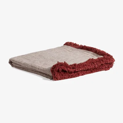 OKA OKA, Avonlea Throw with Fringing - Red, Throws