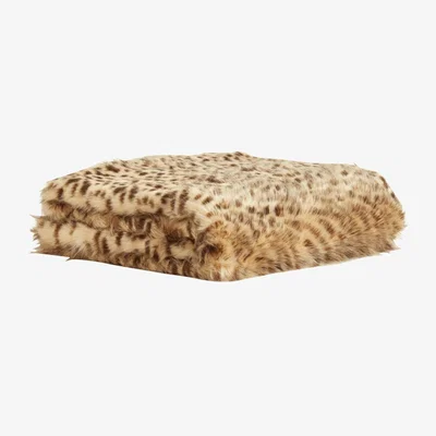 OKA OKA, Yolyn Faux Fur Throw - Cheetah / Blue, Throws, Acrylic/Polyester, Cheetah