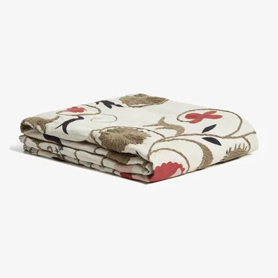 OKA OKA, Sheki Throw - Olive, Throws, Linen, Floral