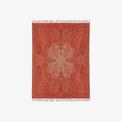 OKA OKA, Antique-Style Paisley Wool Throw - Red, Throws, Wool, Paisley